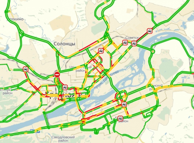 Пробки в красноярске сейчас онлайн карта