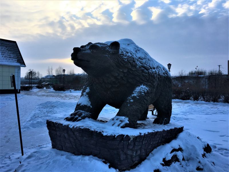 На вокзале в Красноярском крае пассажиров теперь встречает медведь