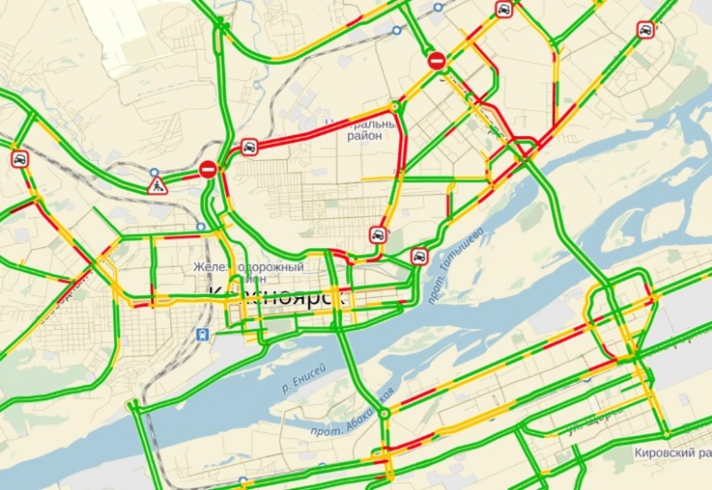 Пробки в красноярске сейчас онлайн карта